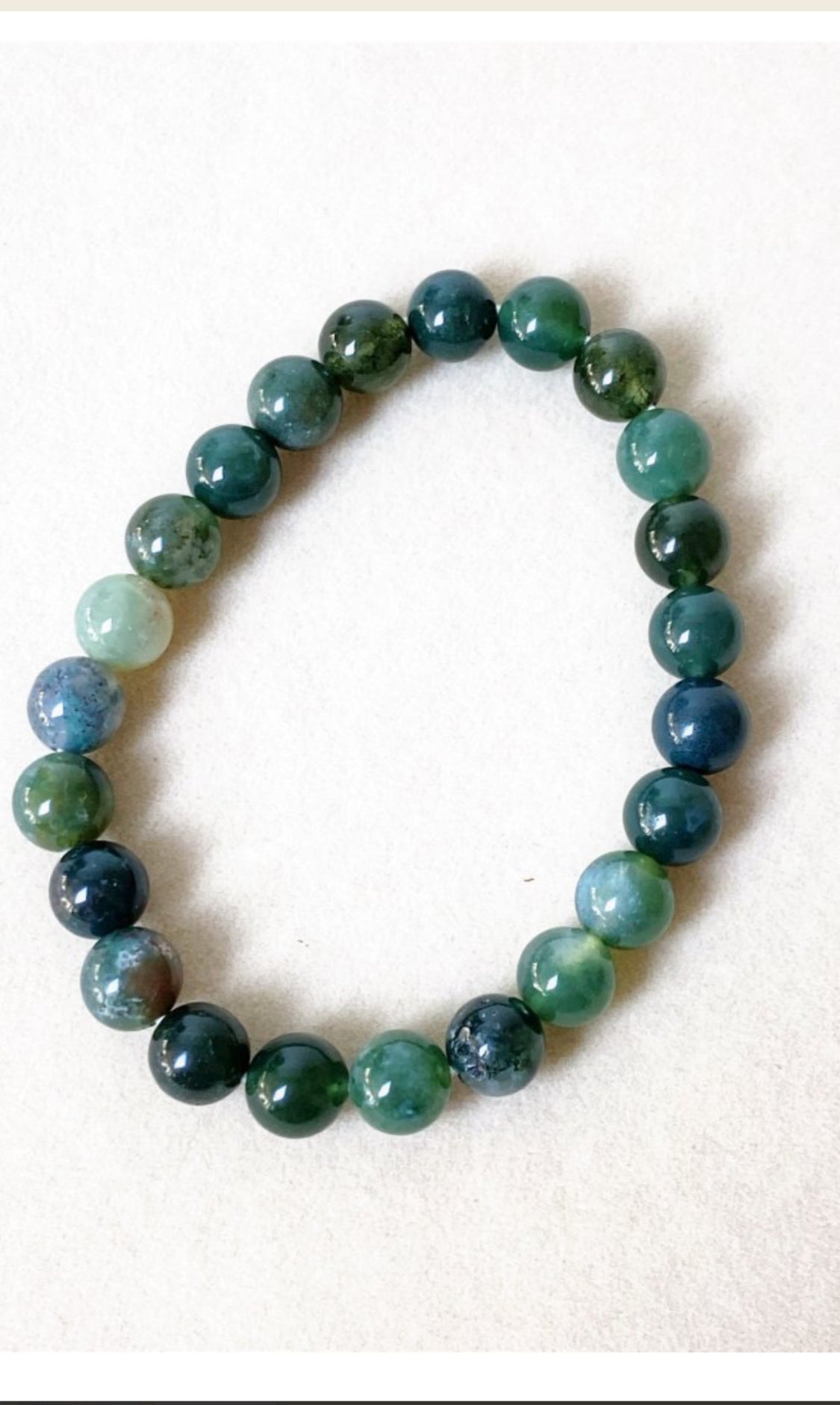 agat, moss armband rund