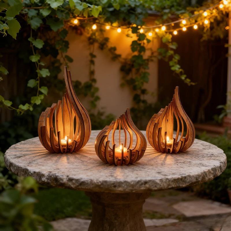 Handmade Candle Holder Made of Wooden