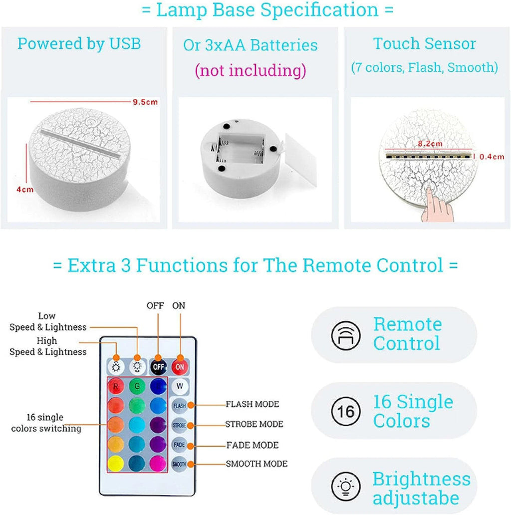 3D LED Gaming Lamp Powered Night Light