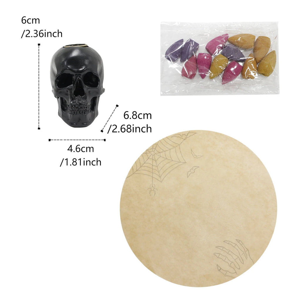 1-piece vintage waterfall backflow incense burner skull