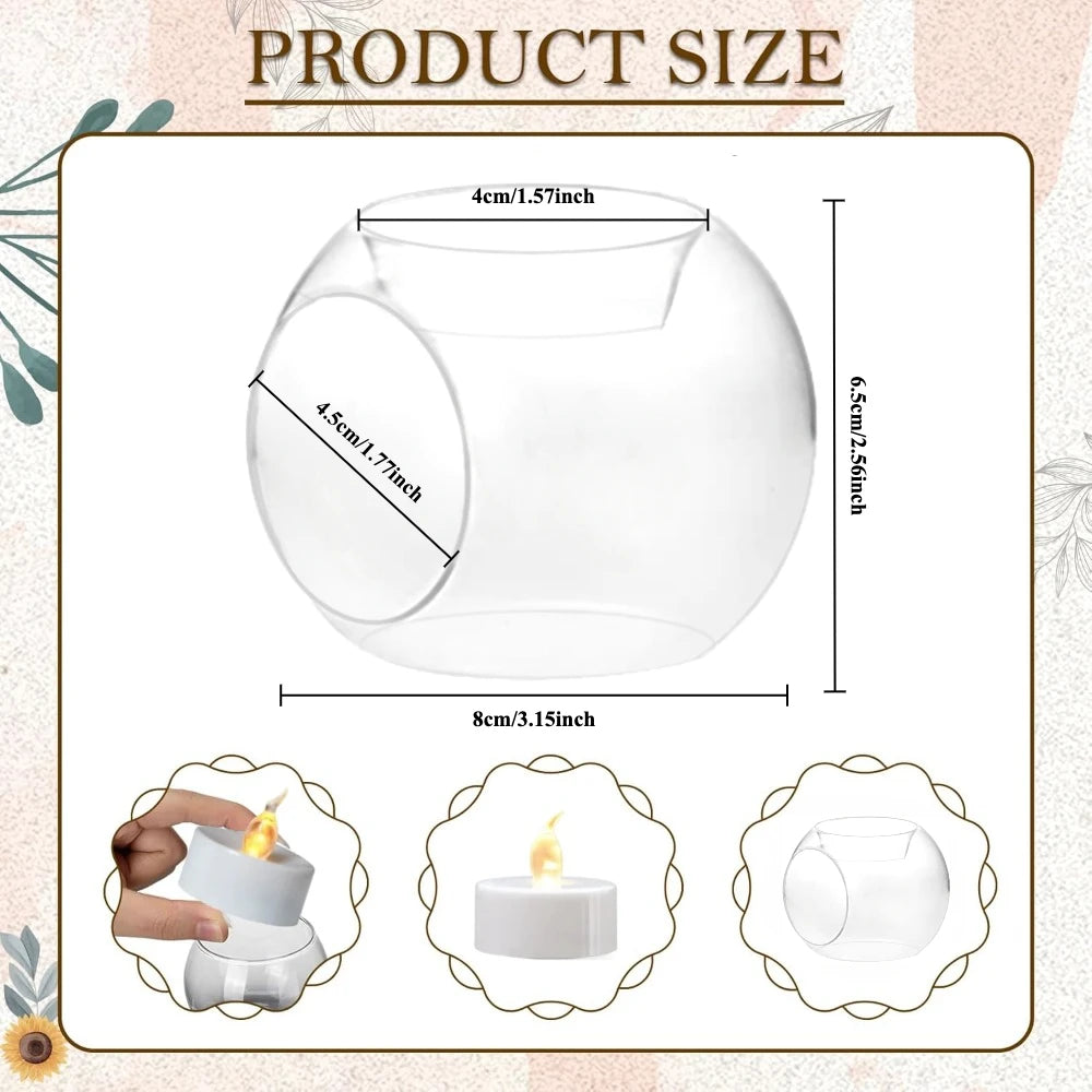 6/12Pcs Round Hollow Glass Candle Holder