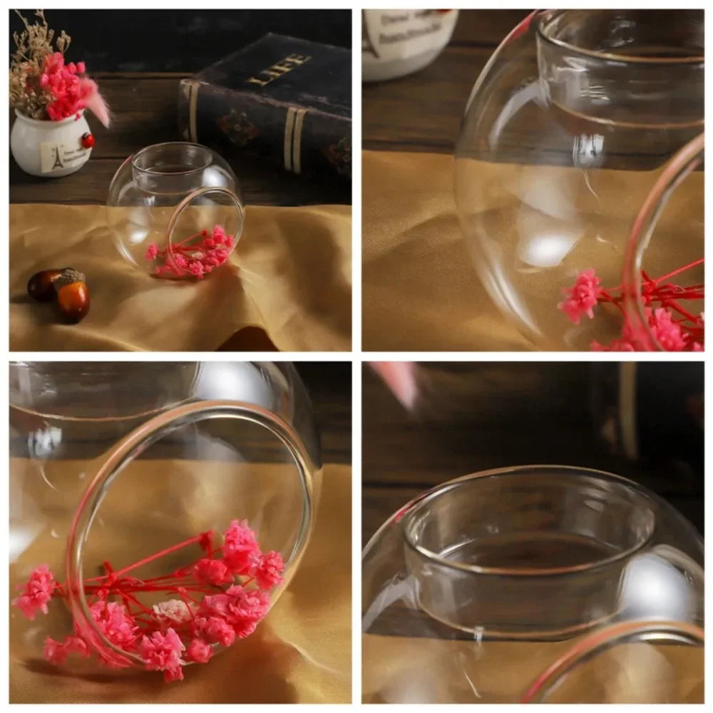 6/12Pcs Round Hollow Glass Candle Holder