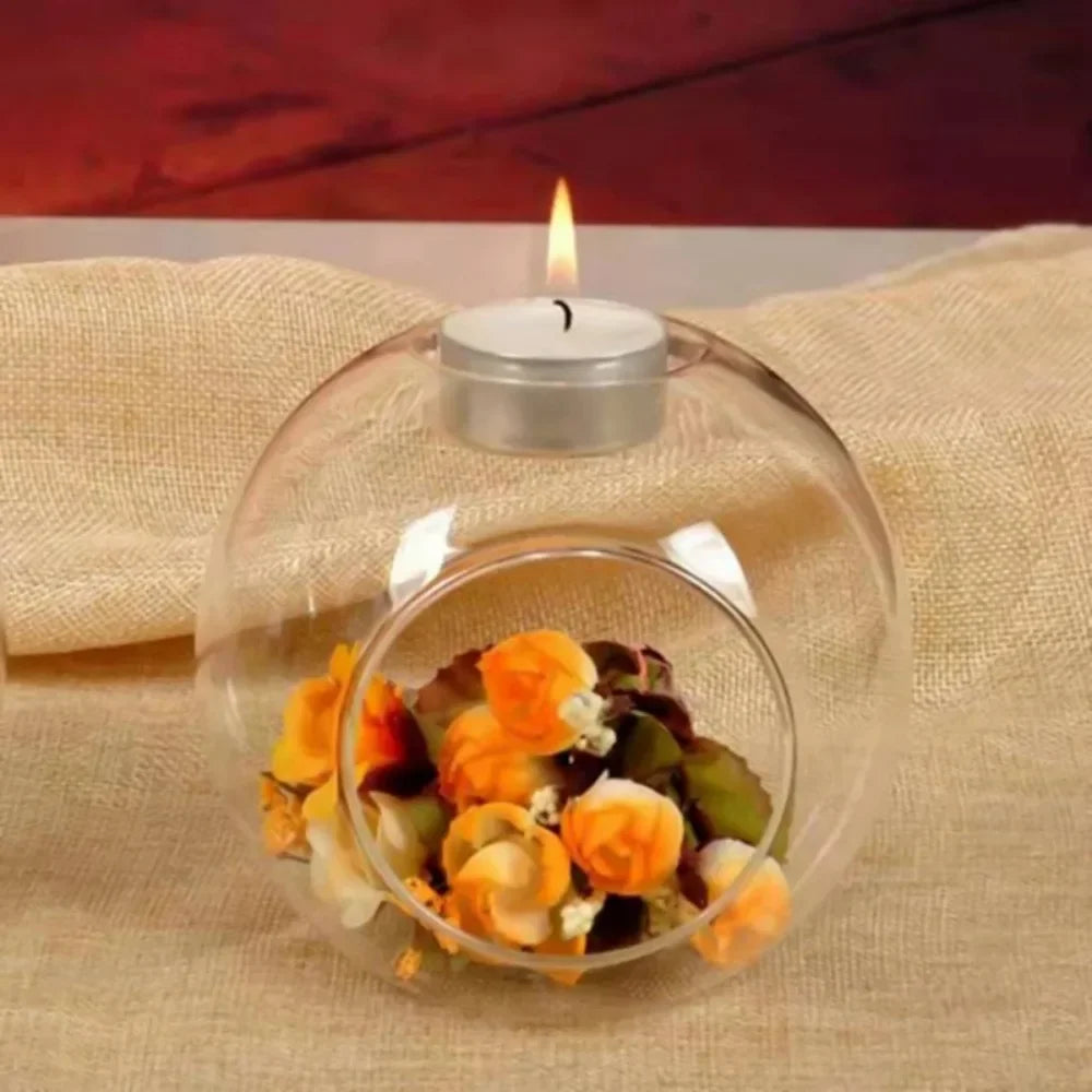 6/12Pcs Round Hollow Glass Candle Holder