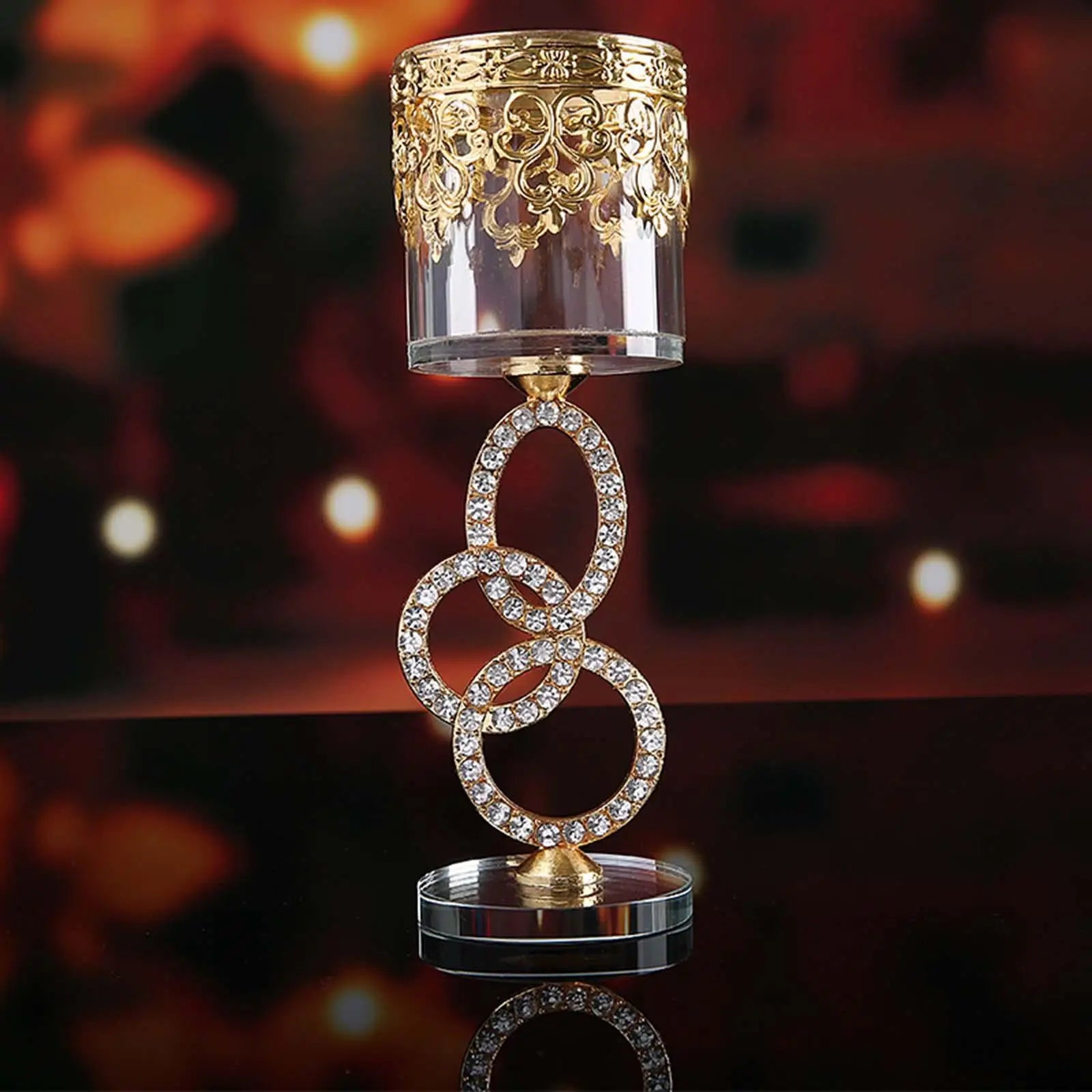 Cylinder Circle Glass Crystal Candlestick Candle Holders