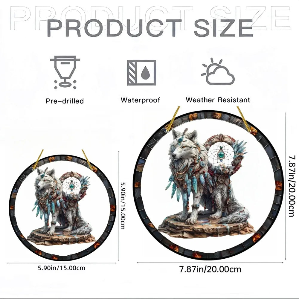 Wolf and Dream Catcher Acrylic Sunlight Catcher