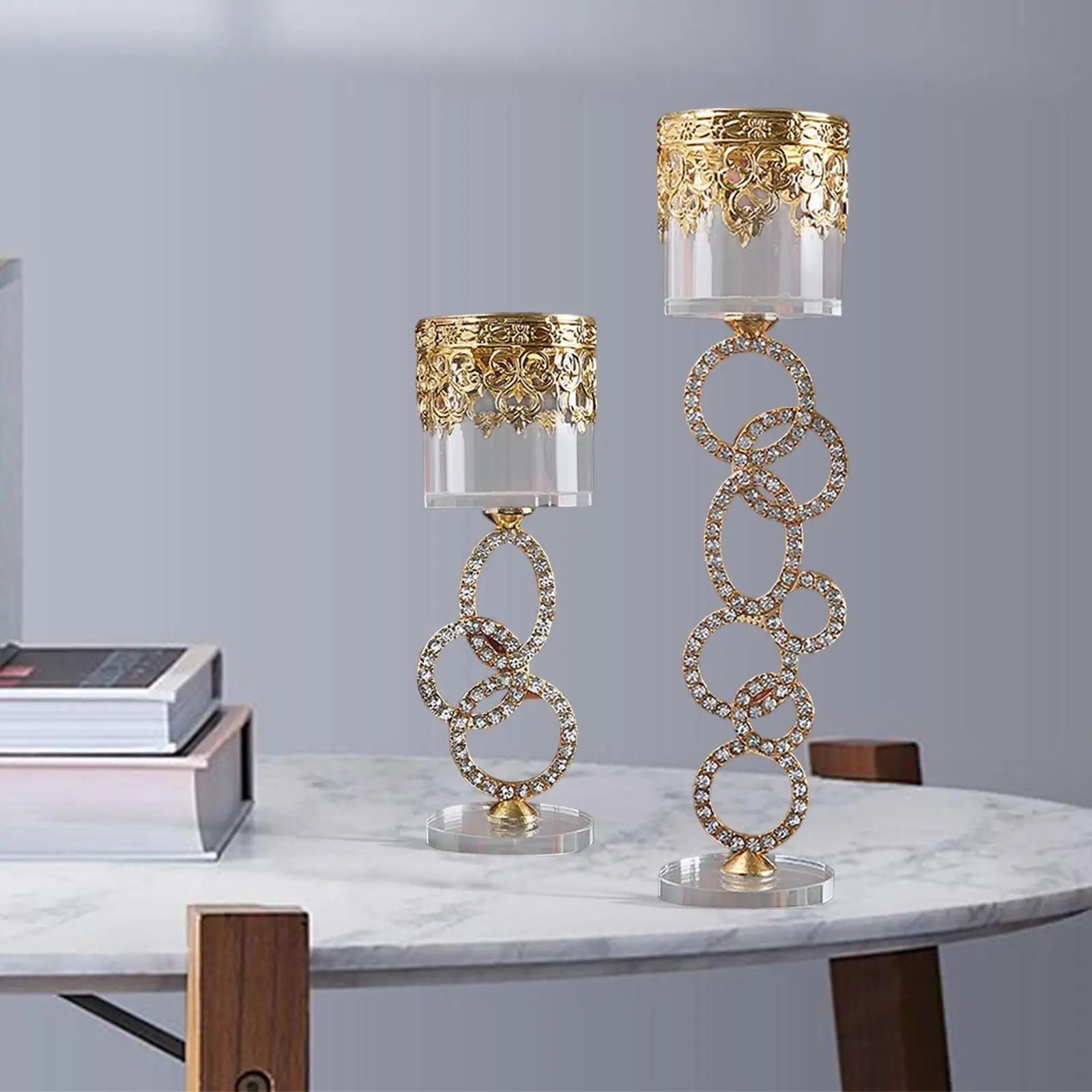 Cylinder Circle Glass Crystal Candlestick Candle Holders