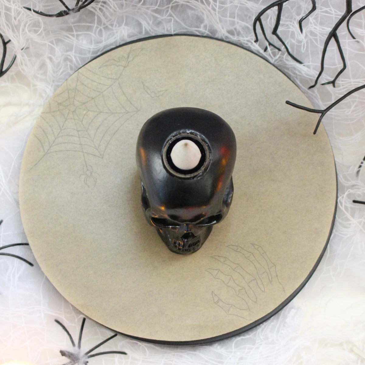 1-piece vintage waterfall backflow incense burner skull
