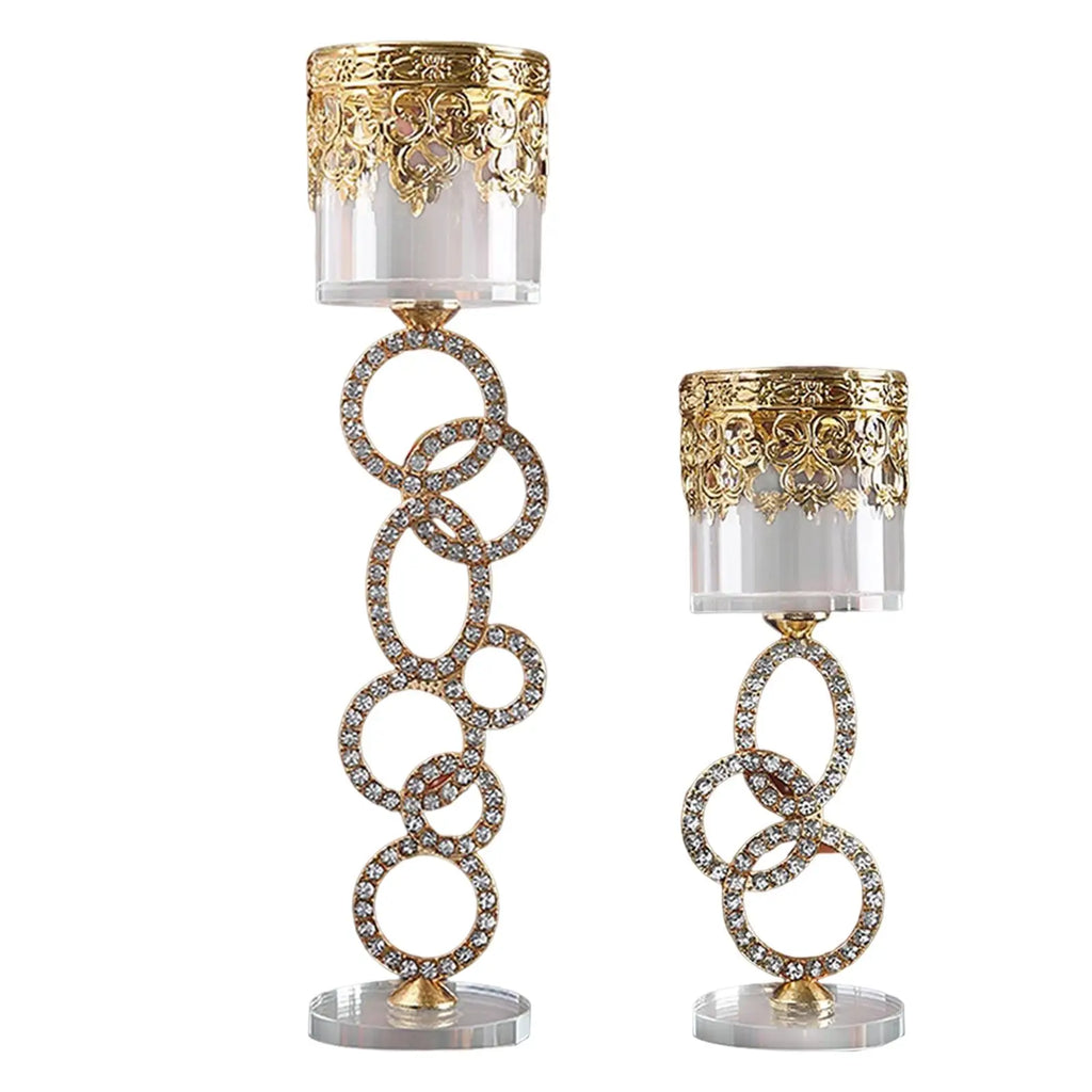 Cylinder Circle Glass Crystal Candlestick Candle Holders