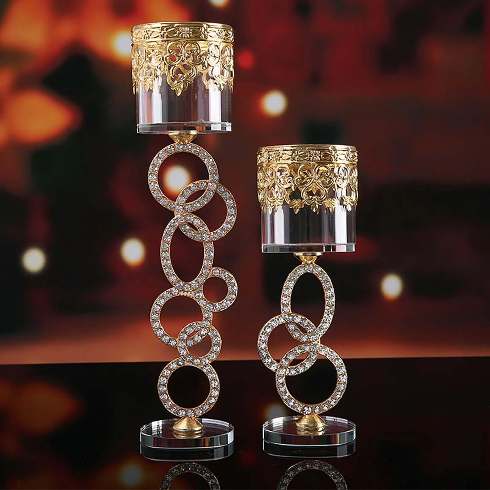 Cylinder Circle Glass Crystal Candlestick Candle Holders