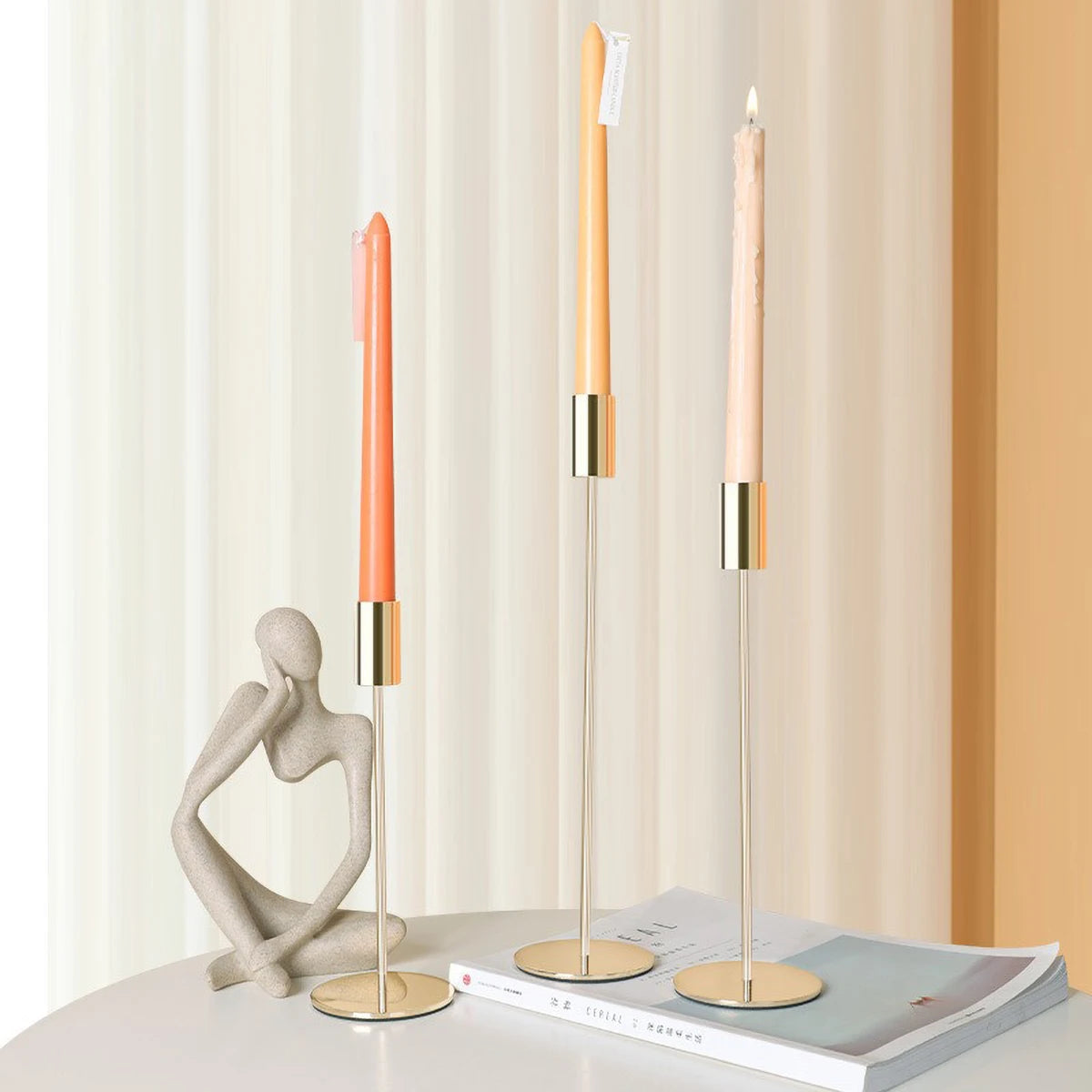 3Pcs Elegant Gold Candlestick Holder