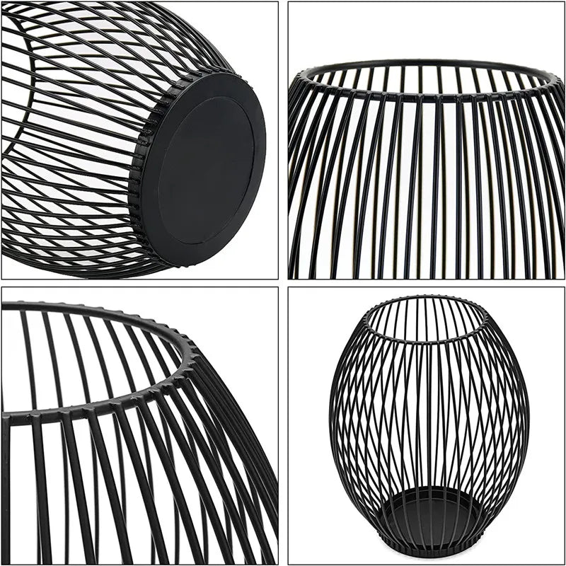 Black Lantern Candle Holder Vintage Iron