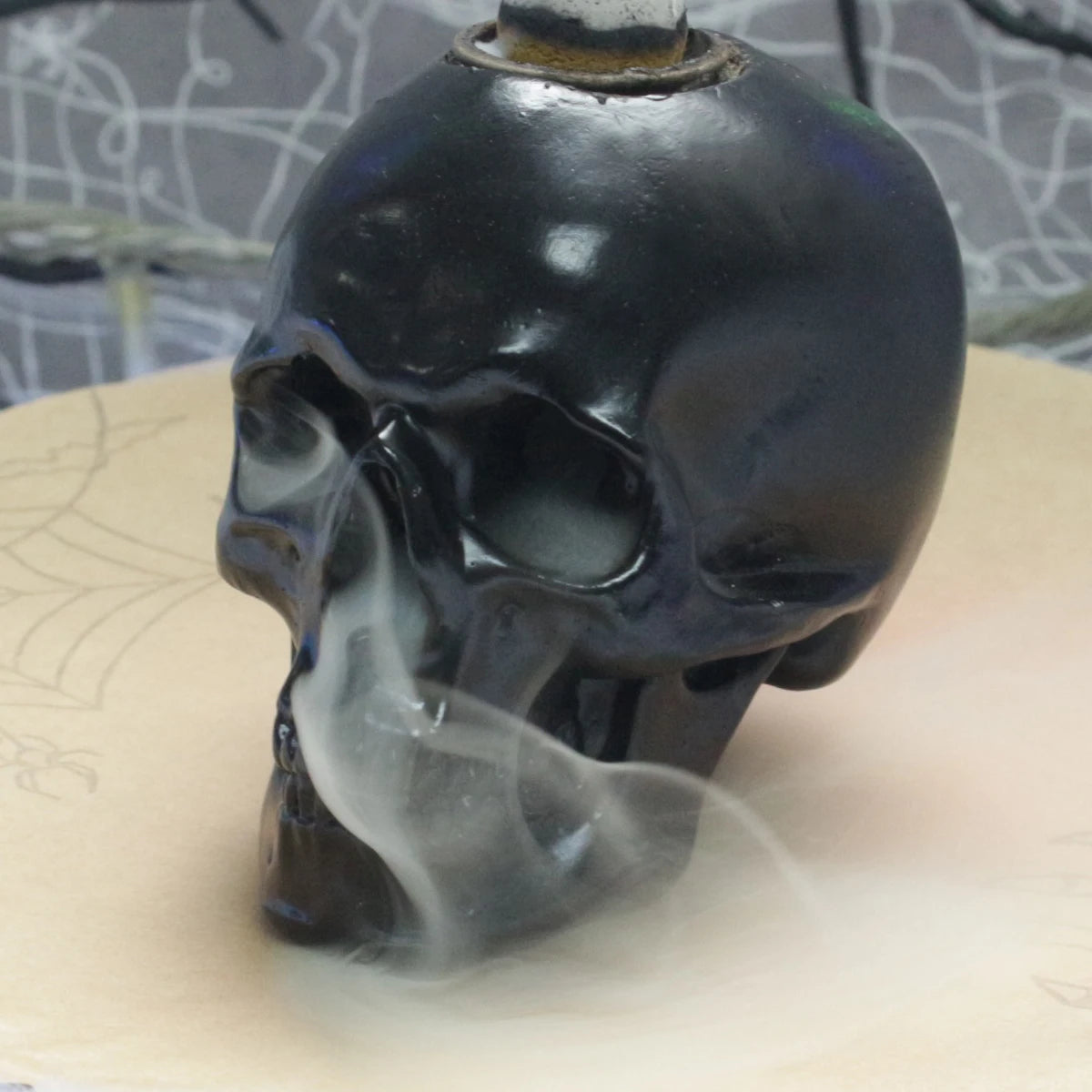 1-piece vintage waterfall backflow incense burner skull