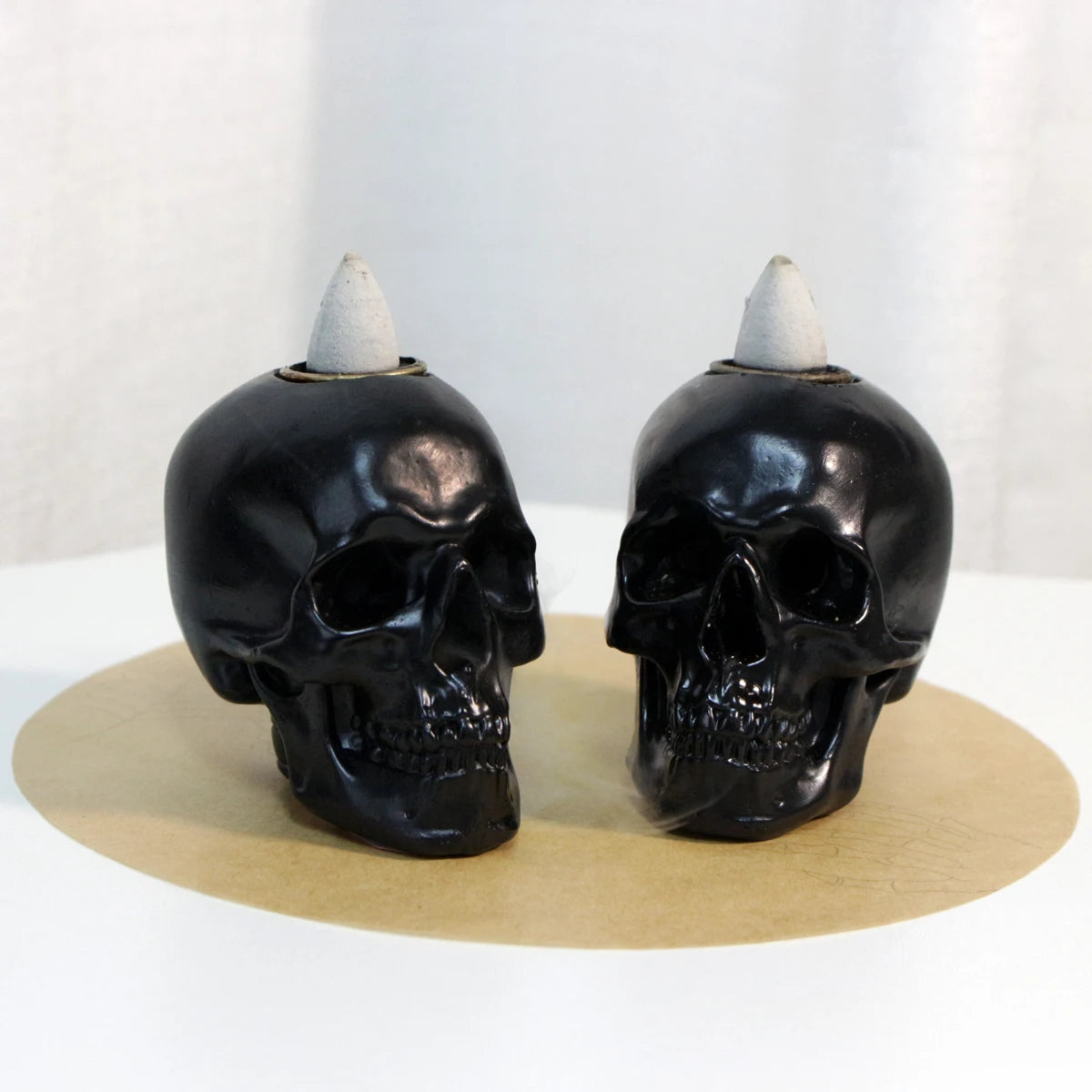 1-piece vintage waterfall backflow incense burner skull