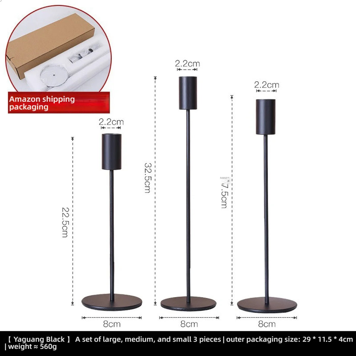 3Pcs Elegant Gold Candlestick Holder
