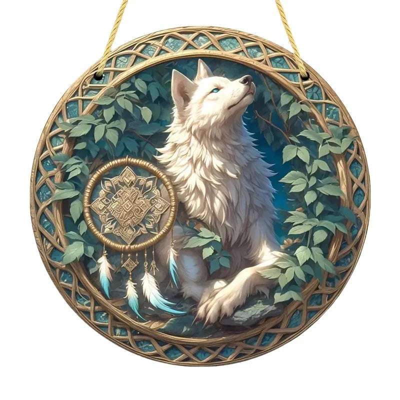Wolf and Dream Catcher Acrylic Sunlight Catcher