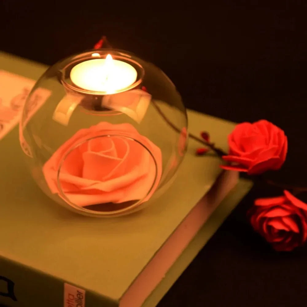 6/12Pcs Round Hollow Glass Candle Holder