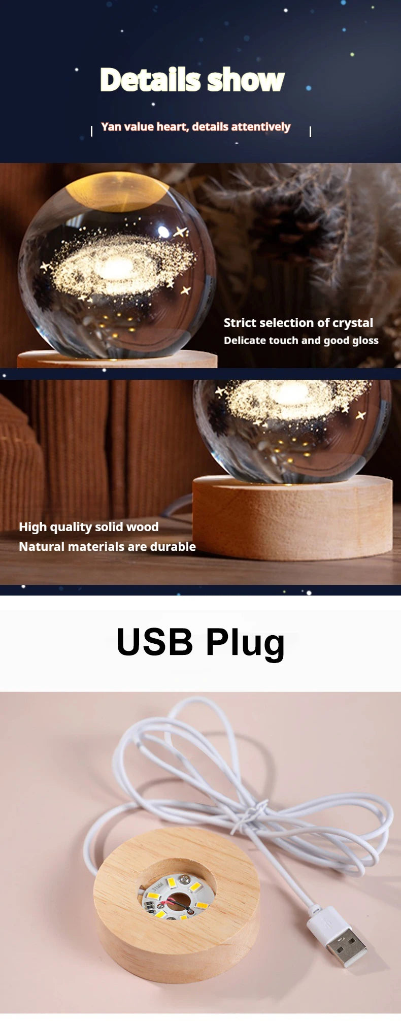 6cm 3D Crystal Ball Decoration
