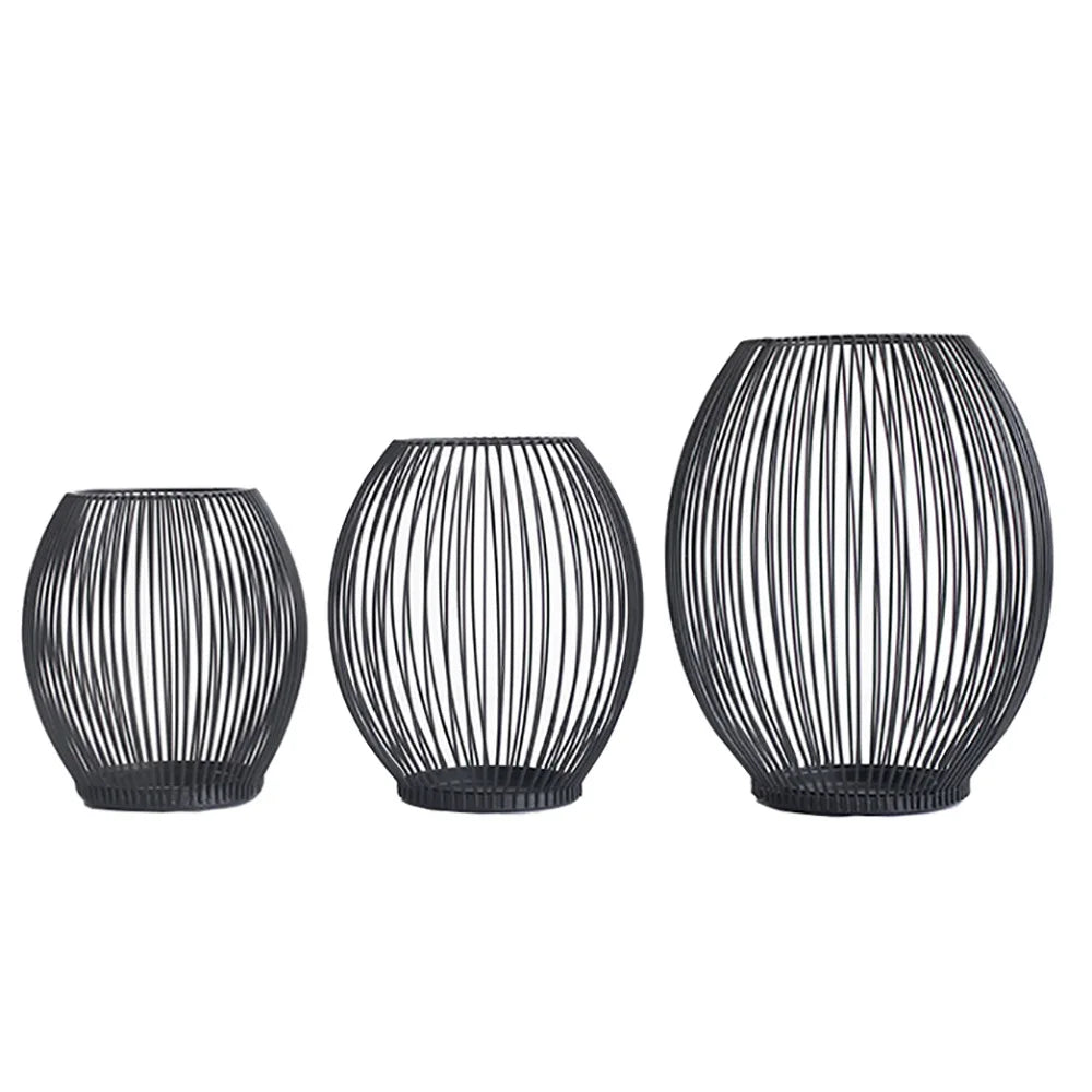 Black Lantern Candle Holder Vintage Iron