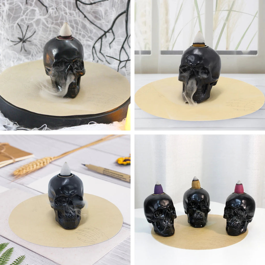 1-piece vintage waterfall backflow incense burner skull