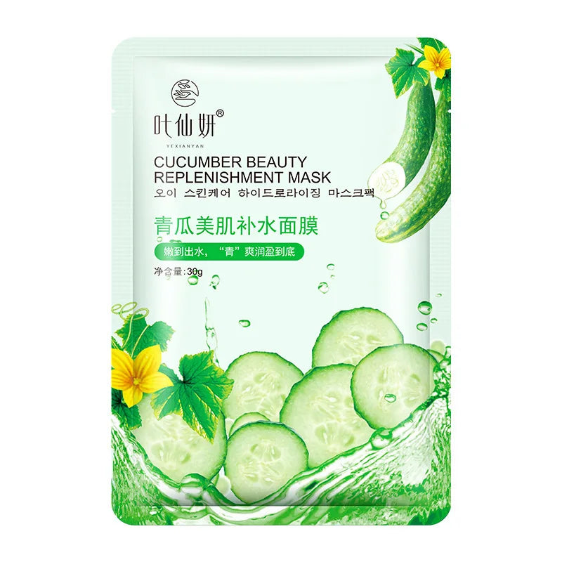 12 Pieces Blueberry Facial Masks Aloe Cucumber Peach Fresh Fruit Moisturizing Face Mask Sheets Facial Skin Care