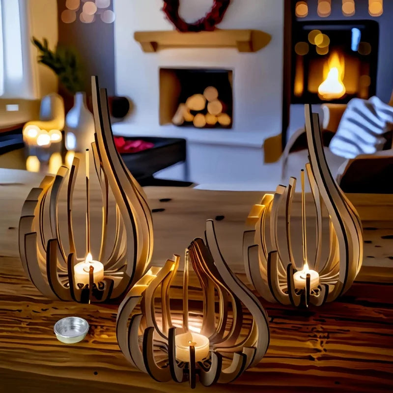 Handmade Candle Holder Made of Wooden