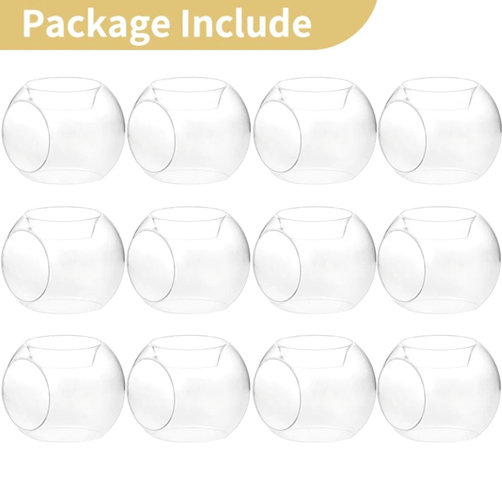 6/12Pcs Round Hollow Glass Candle Holder