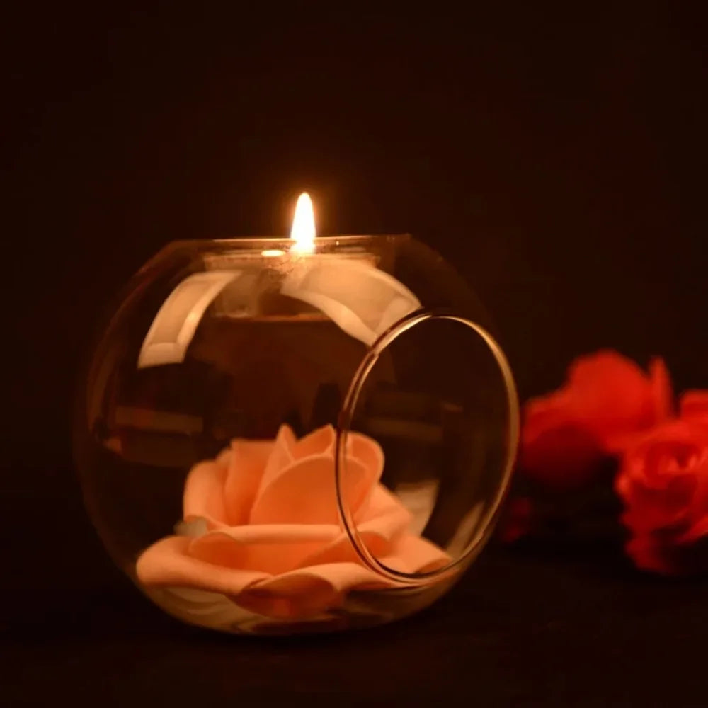 6/12Pcs Round Hollow Glass Candle Holder