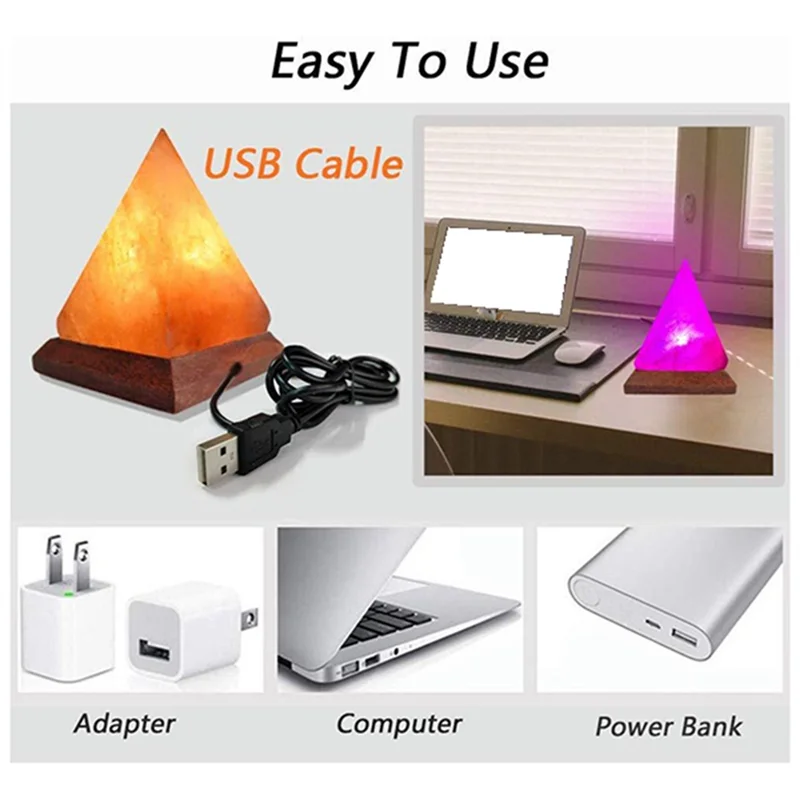 Himalayas Crystal Salt Lamp USB Led Pyramid
