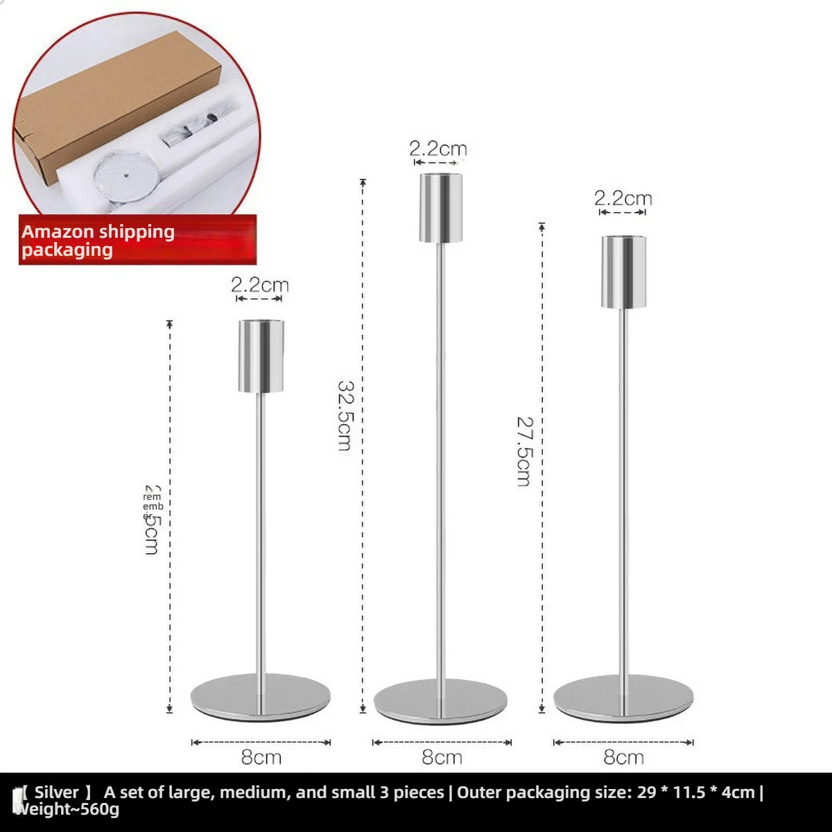 3Pcs Elegant Gold Candlestick Holder