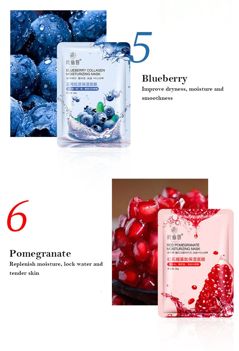 12 Pieces Blueberry Facial Masks
