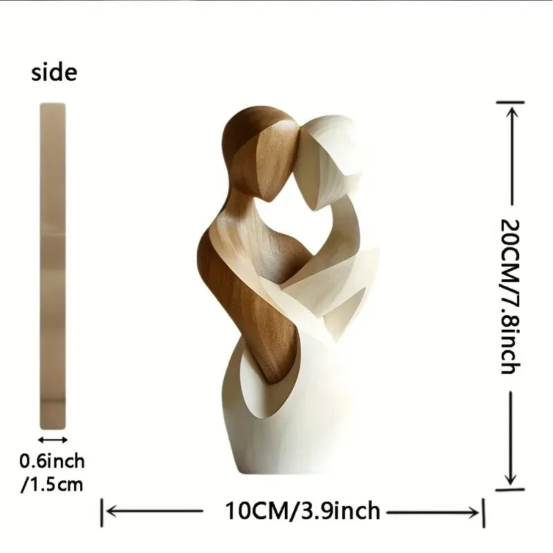 1PC 2D Flat Elegant Wooden Couple Statue