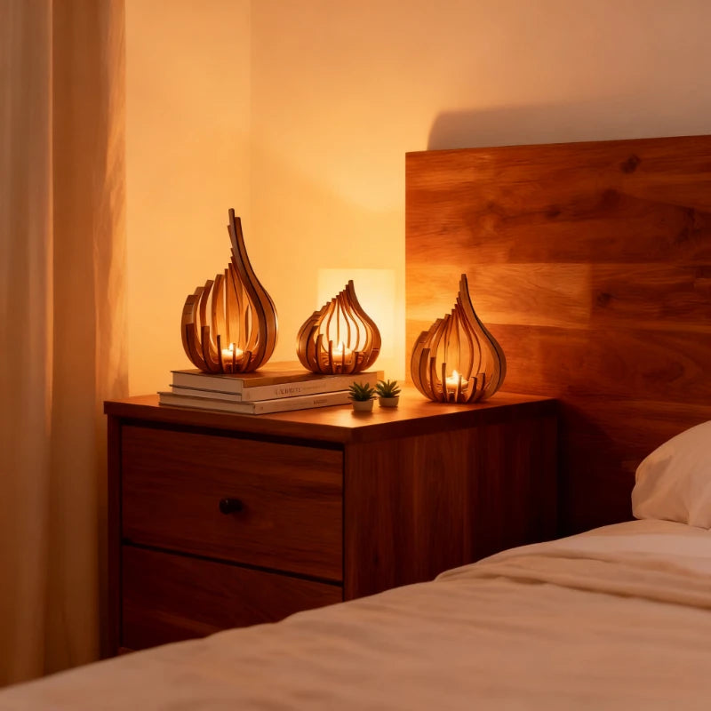 Handmade Candle Holder Made of Wooden