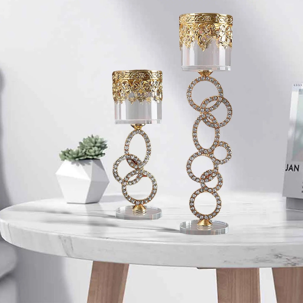 Cylinder Circle Glass Crystal Candlestick Candle Holders