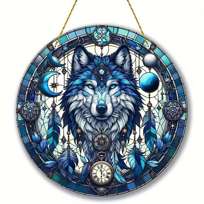 Wolf and Dream Catcher Acrylic Sunlight Catcher