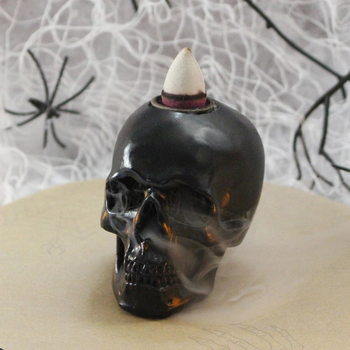 1-piece vintage waterfall backflow incense burner skull