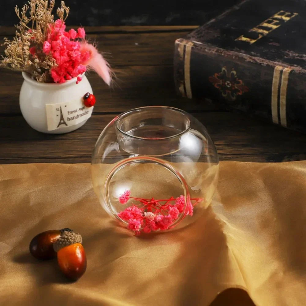 6/12Pcs Round Hollow Glass Candle Holder