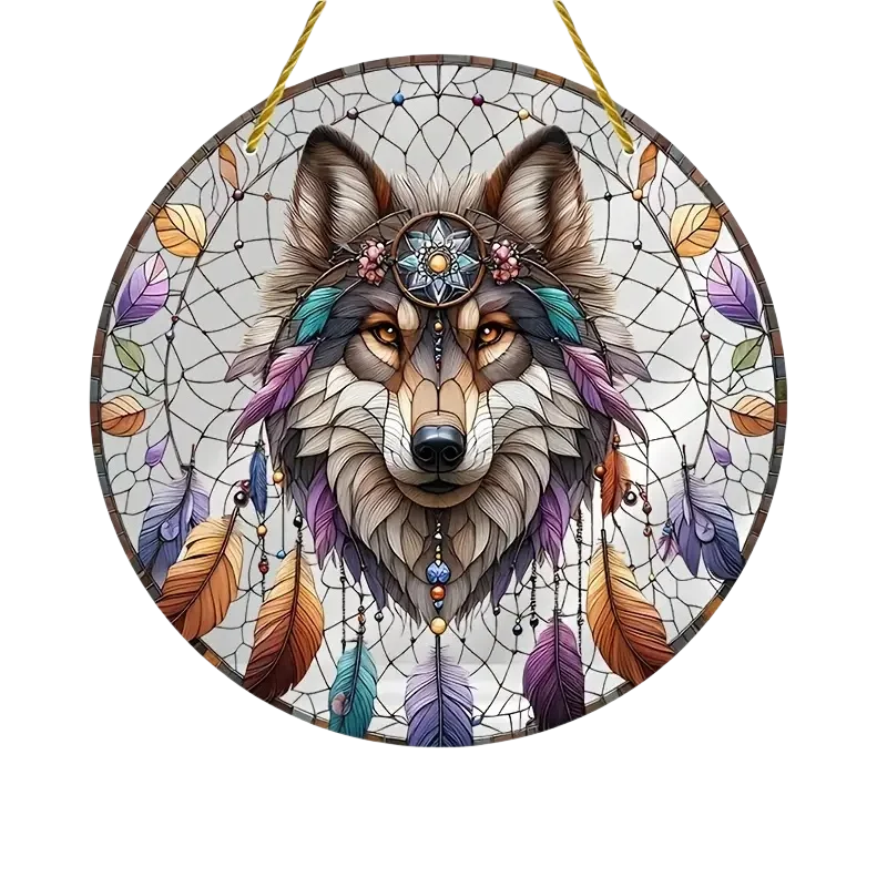 Wolf and Dream Catcher Acrylic Sunlight Catcher