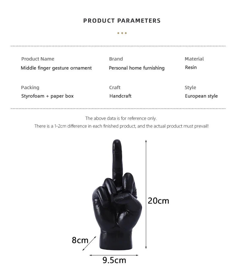 Resin Handicrafts Cute Middle Finger
