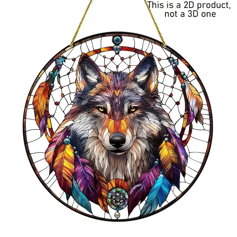 Wolf and Dream Catcher Acrylic Sunlight Catcher