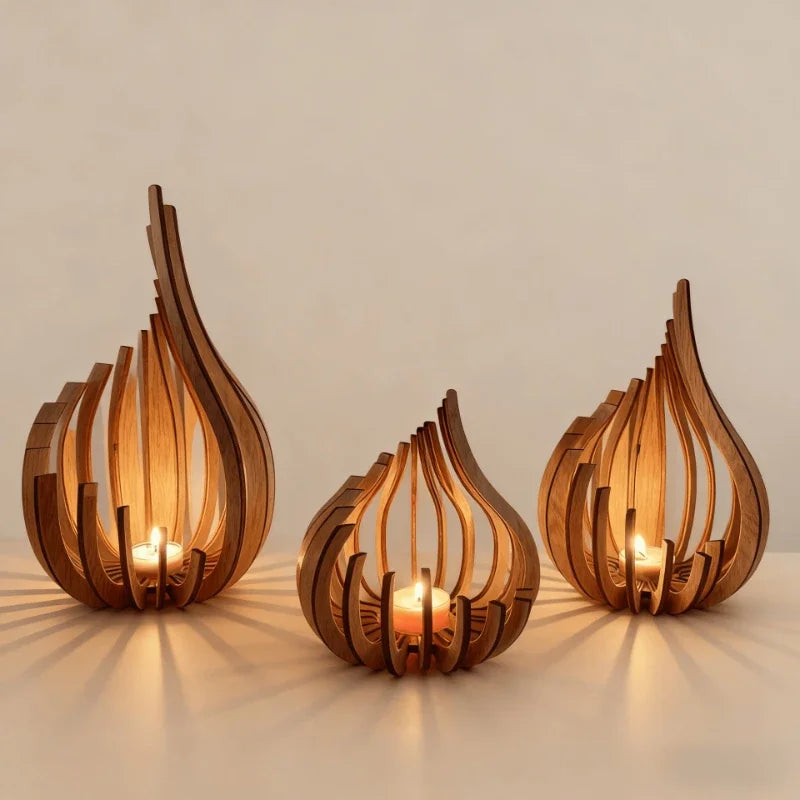 Handmade Candle Holder Made of Wooden