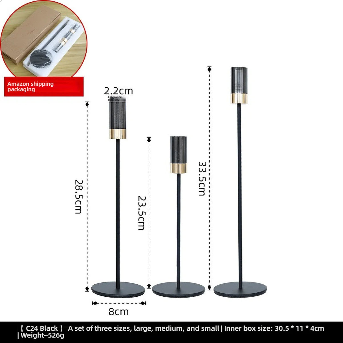 3Pcs Elegant Gold Candlestick Holder