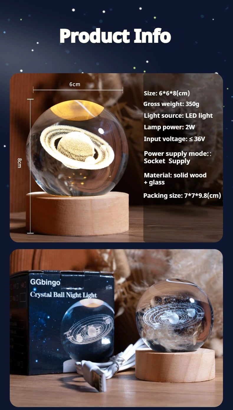 6cm 3D Crystal Ball Decoration