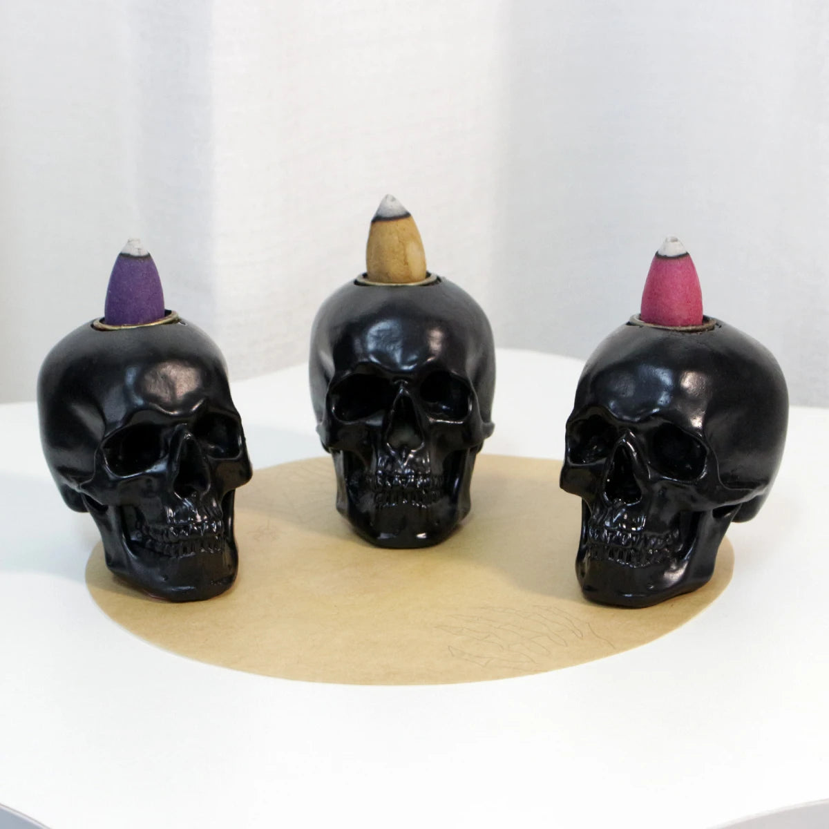 1-piece vintage waterfall backflow incense burner skull